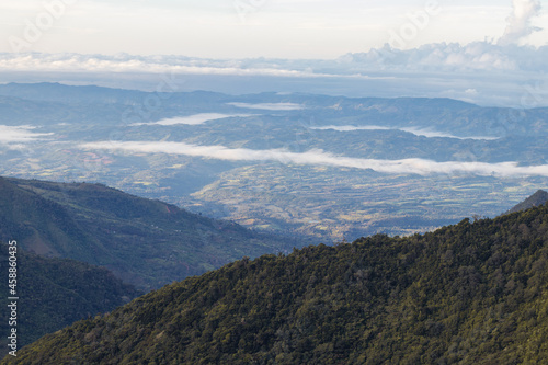 beautiful mountain landscape full of primary cloud forest in the vicinity of Chirripo national park