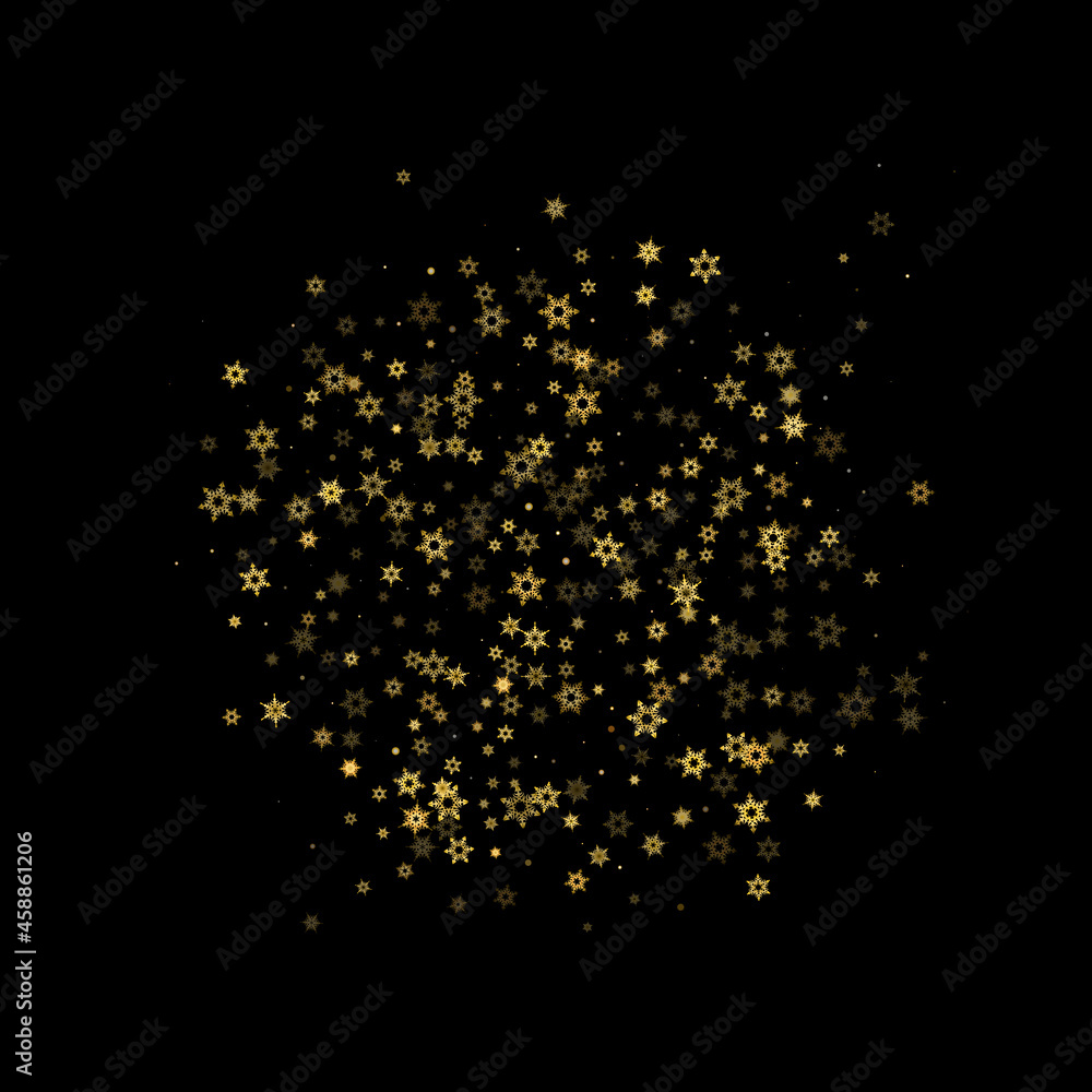 Falling Snow flakes golden pattern Holiday Vector Falling Snow flakes golden pattern Holiday Vector