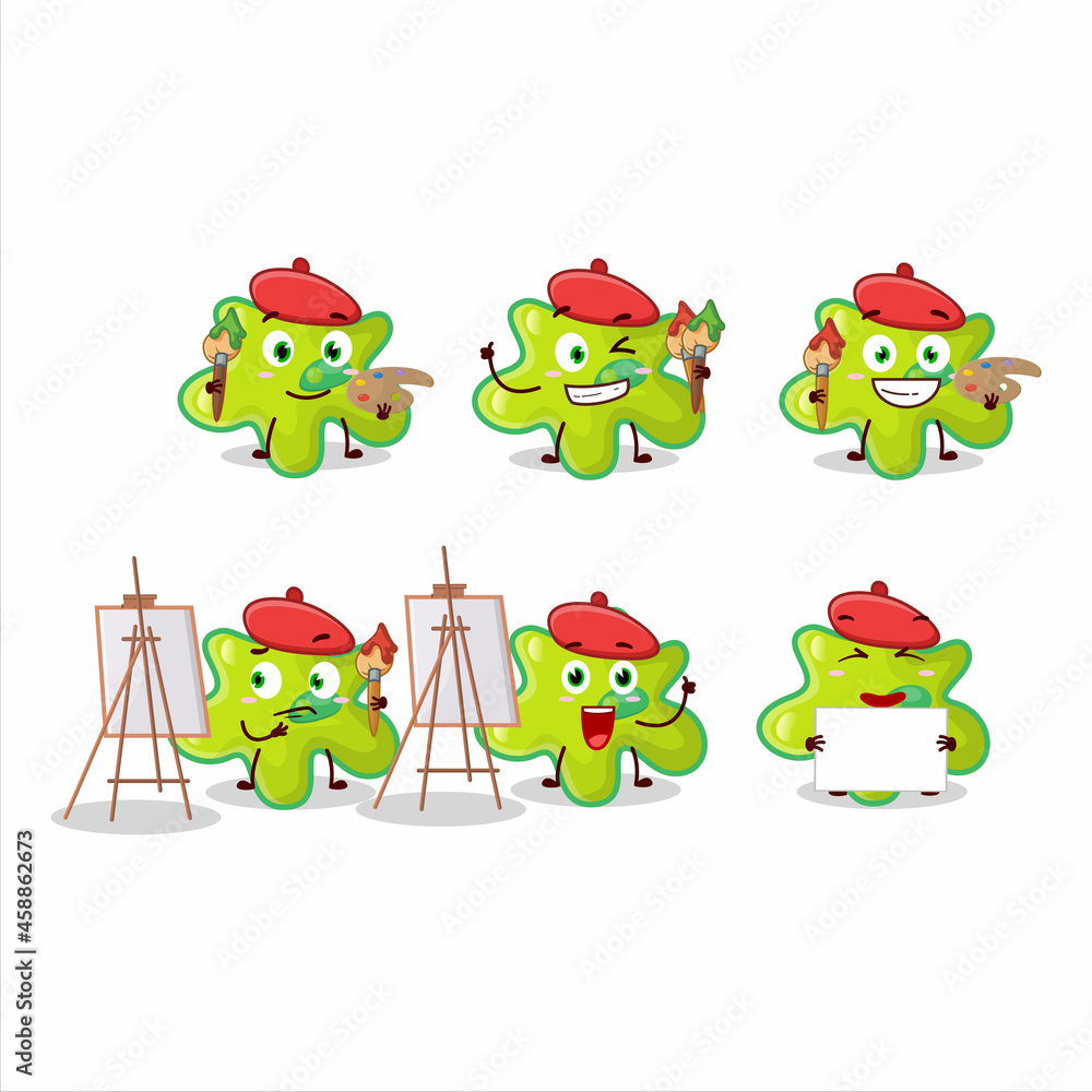 Fototapeta premium Artistic Artist of nyctacovirus cartoon character painting with a brush