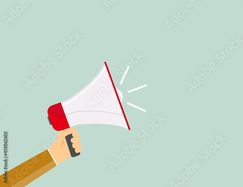 Info, marketing, megaphone. Vector illustration. Flat design.