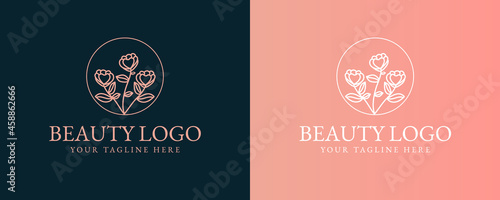 Botanical Hand Drawn collection Logo with Wild Flower and Leaves. Logo for spa and beauty salon, boutique, organic shop, wedding, floral designer, interior, photography, cosmetic. vector illustration