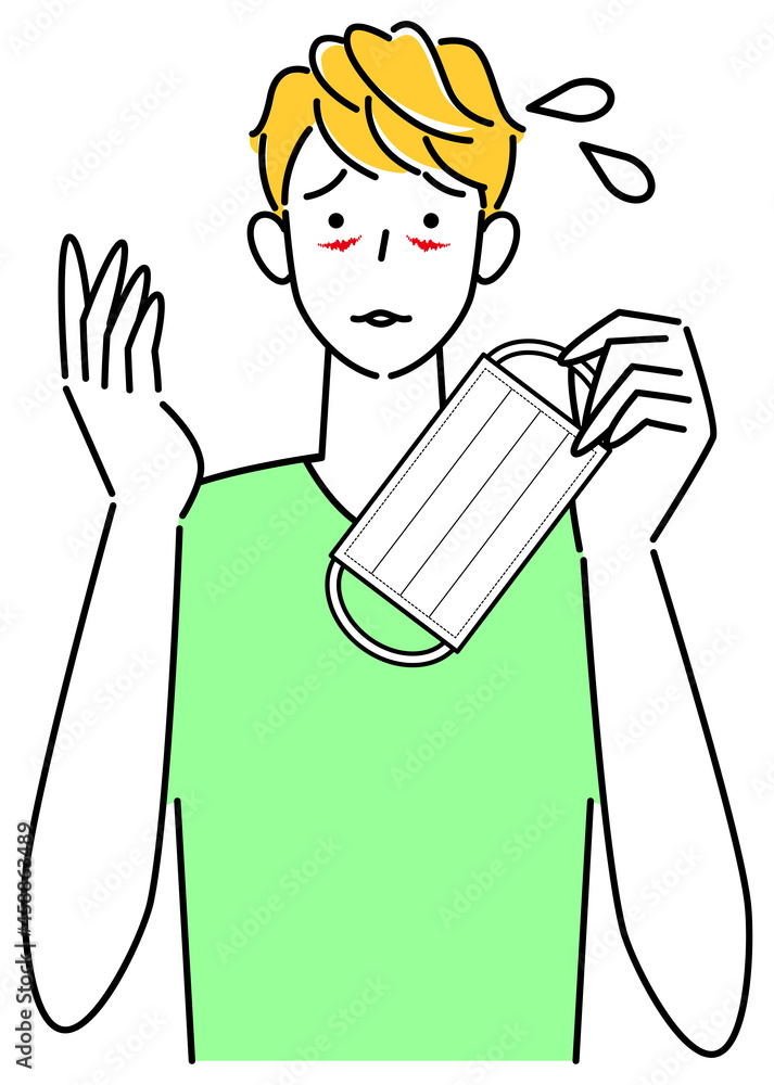 スキンケア マスクの着用が原因で顔に切り傷が出来てしまい困り顔の男性 イラスト シンプル ベクター
Skin Care. A man in trouble due to a cut on his face caused by wearing a mask. Illustration simple vector. スキンケア マスクの着用が原因で顔に切り傷が出来てしまい困り顔の男性 イラスト シンプル ベクター
Skin Care. A man in trouble due to a cut on his face caused by wearing a mask. Illustration simple vector.
