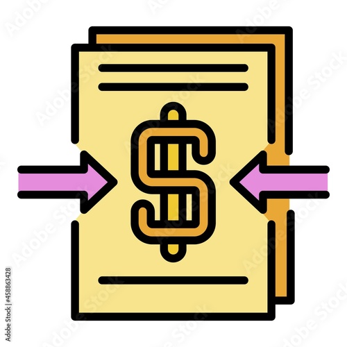 Cash profit icon. Outline cash profit vector icon color flat isolated