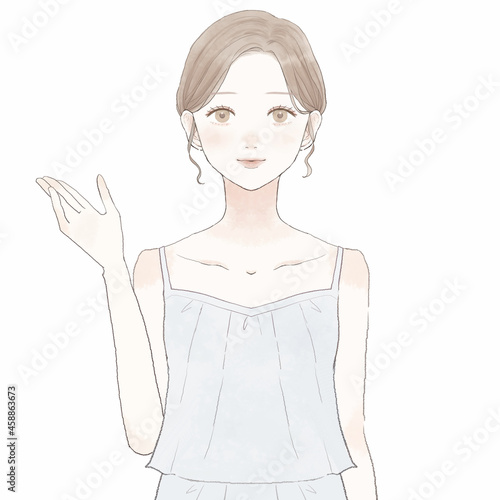 案内している女性