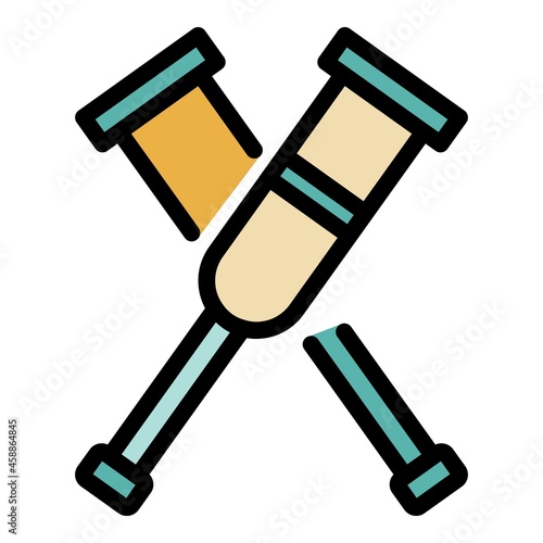 Crutches icon. Outline crutches vector icon color flat isolated