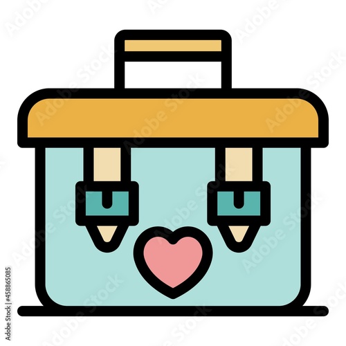Organ transplant box icon. Outline organ transplant box vector icon color flat isolated