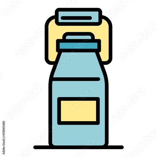 Bottle of kefir icon. Outline bottle of kefir vector icon color flat isolated