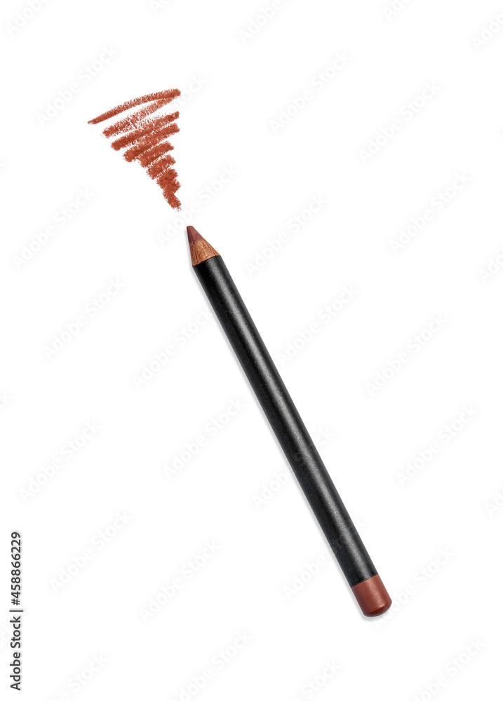 Cosmetic pencil and stroke isolated on white Cosmetic pencil and stroke isolated on white