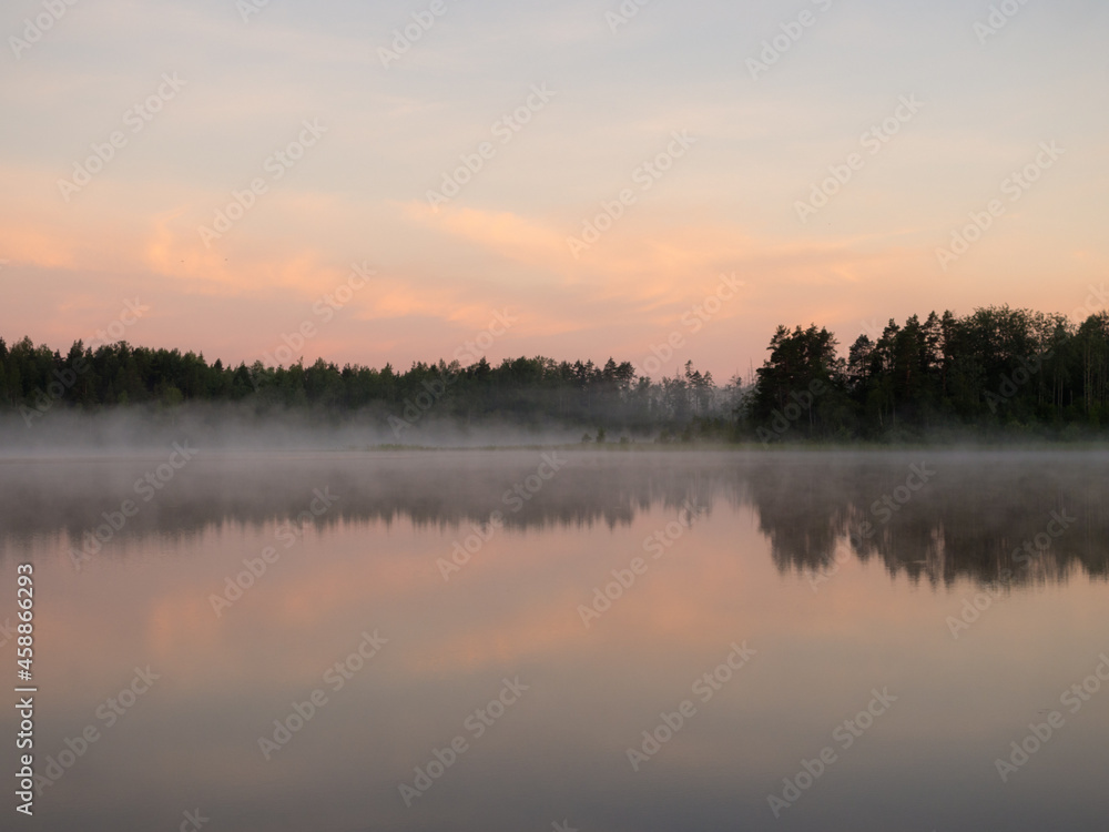 Fototapeta premium landscape with morning fog