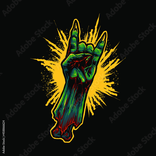 the rocker zombie hand illustration
