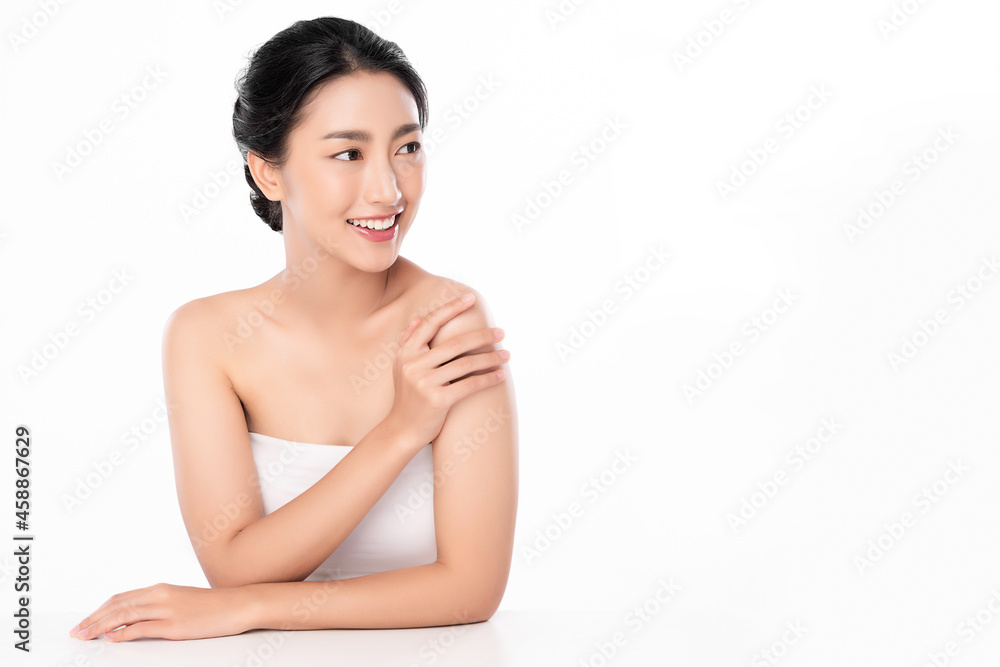 Beautiful young asian woman with clean fresh skin on white background, Face care, Facial treatment, Cosmetology, beauty and spa, Asian women portrait. Beautiful young asian woman with clean fresh skin on white background, Face care, Facial treatment, Cosmetology, beauty and spa, Asian women portrait.