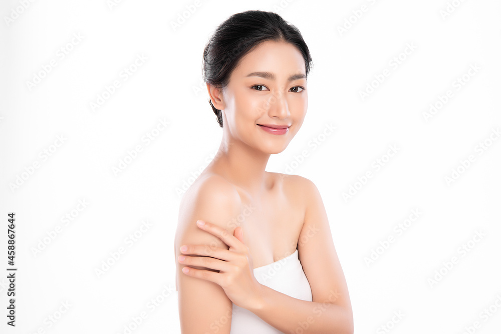 Beautiful young asian woman with clean fresh skin on white background, Face care, Facial treatment, Cosmetology, beauty and spa, Asian women portrait. Beautiful young asian woman with clean fresh skin on white background, Face care, Facial treatment, Cosmetology, beauty and spa, Asian women portrait.