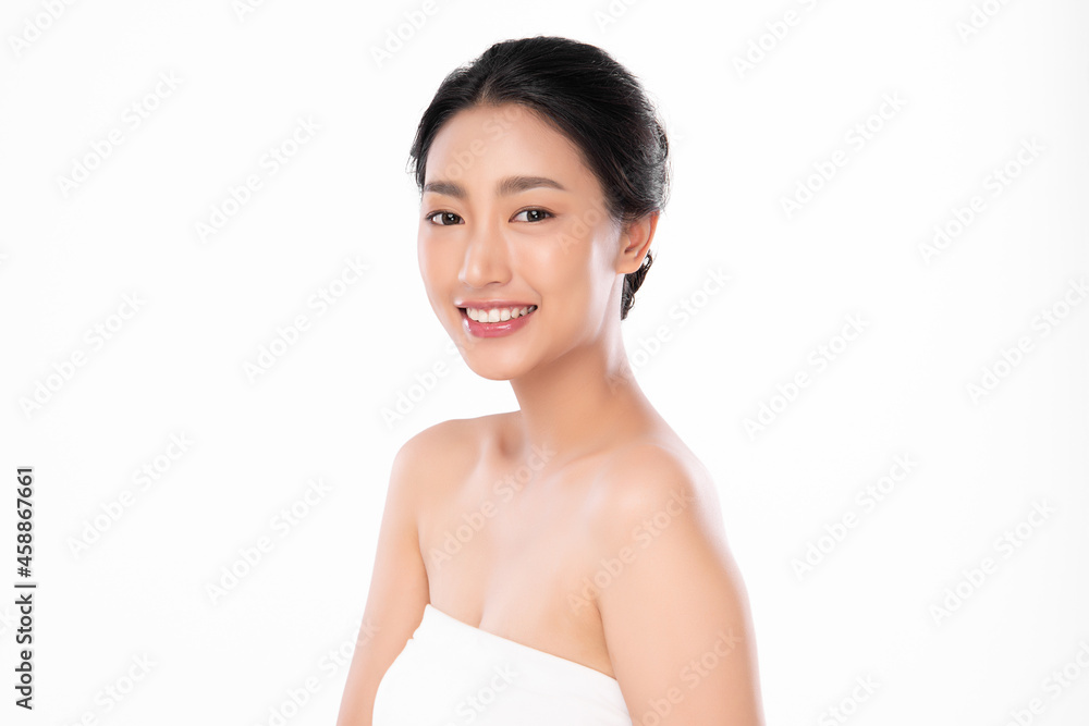 Beautiful young asian woman with clean fresh skin on white background, Face care, Facial treatment, Cosmetology, beauty and spa, Asian women portrait. Beautiful young asian woman with clean fresh skin on white background, Face care, Facial treatment, Cosmetology, beauty and spa, Asian women portrait.