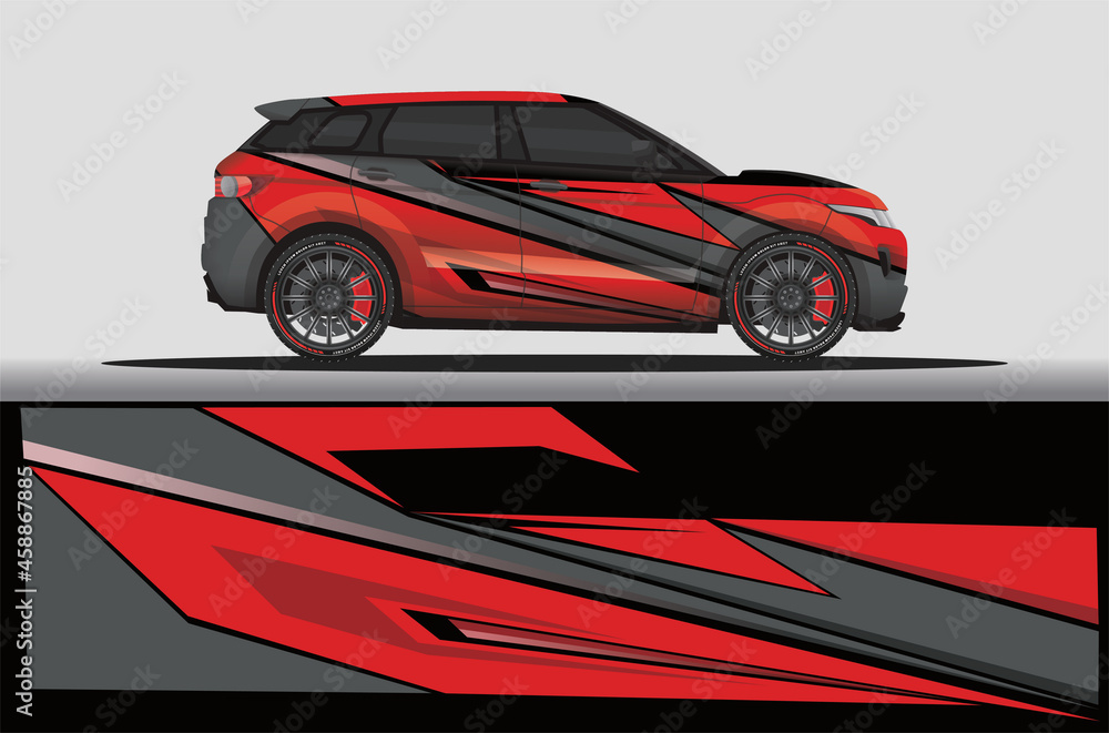 Naklejka premium Car livery wrap decal, rally race style vector illustration abstract background
