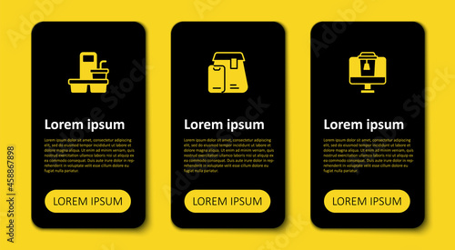 Set Online ordering food, and Coffee cup to go. Business infographic template. Vector