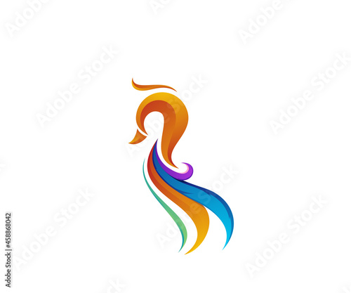 swan wing colorful logo design template.