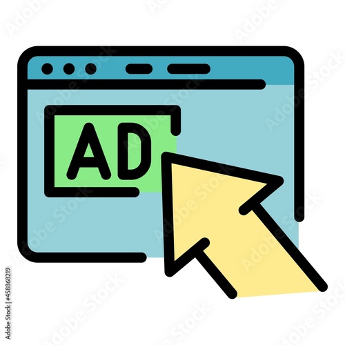 Free Download Internet advertising icon. Outline internet advertising vector icon color flat isolated - GFXLoad