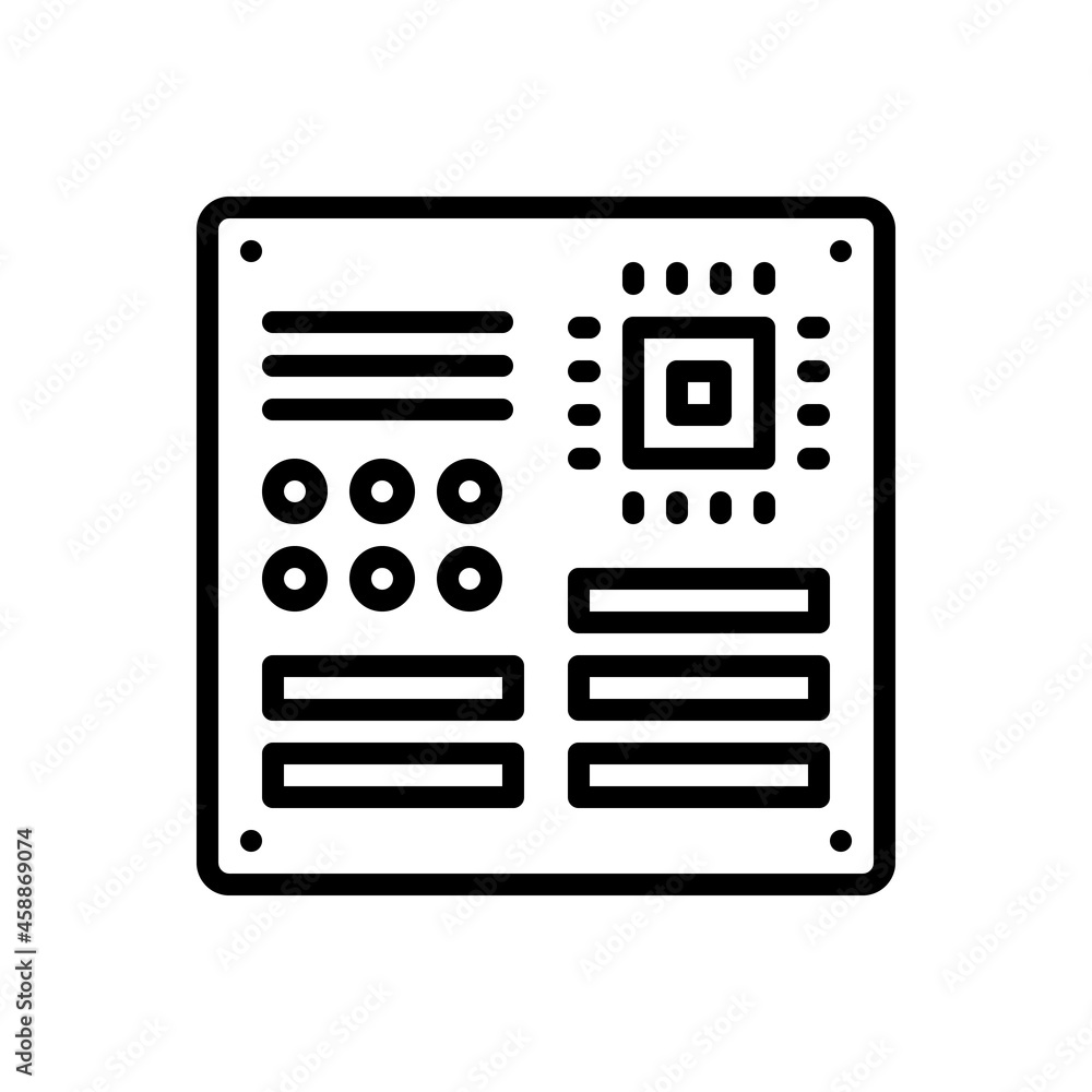 Black line icon for motherboard Black line icon for motherboard