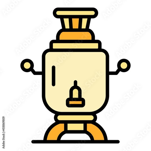 Samovar icon. Outline samovar vector icon color flat isolated