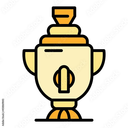 Russian samovar icon. Outline russian samovar vector icon color flat isolated