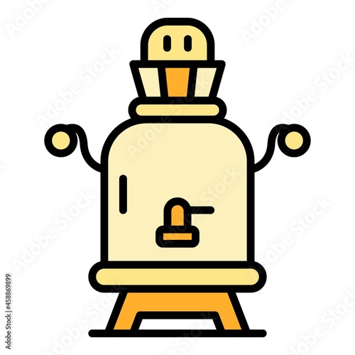 Retro samovar icon. Outline retro samovar vector icon color flat isolated