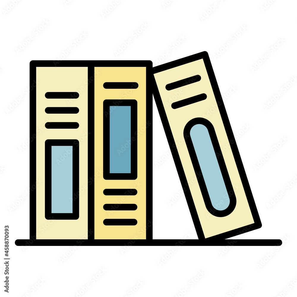 Folders on a shelf icon. Outline folders on a shelf vector icon color flat isolated Folders on a shelf icon. Outline folders on a shelf vector icon color flat isolated