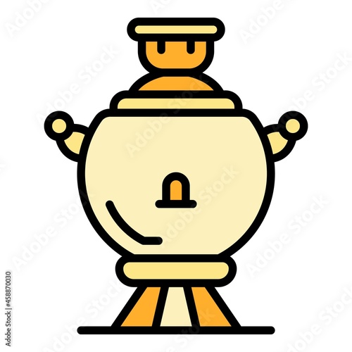 Ancient samovar icon. Outline ancient samovar vector icon color flat isolated