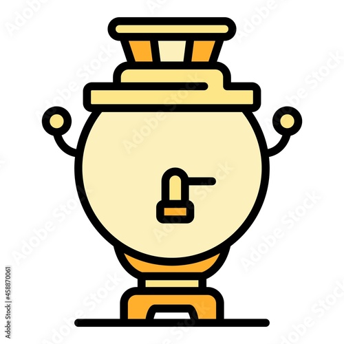 Old Russian samovar icon. Outline old Russian samovar vector icon color flat isolated