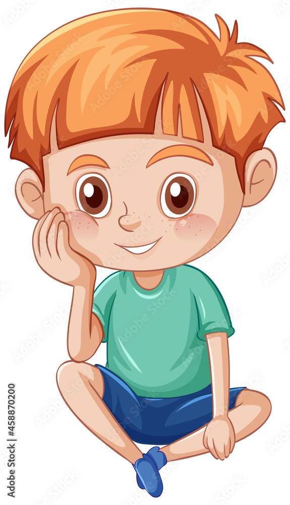 Little cute boy cartoon character on white background Little cute boy cartoon character on white background