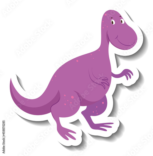 Cute purple dinosaur cartoon character sticker