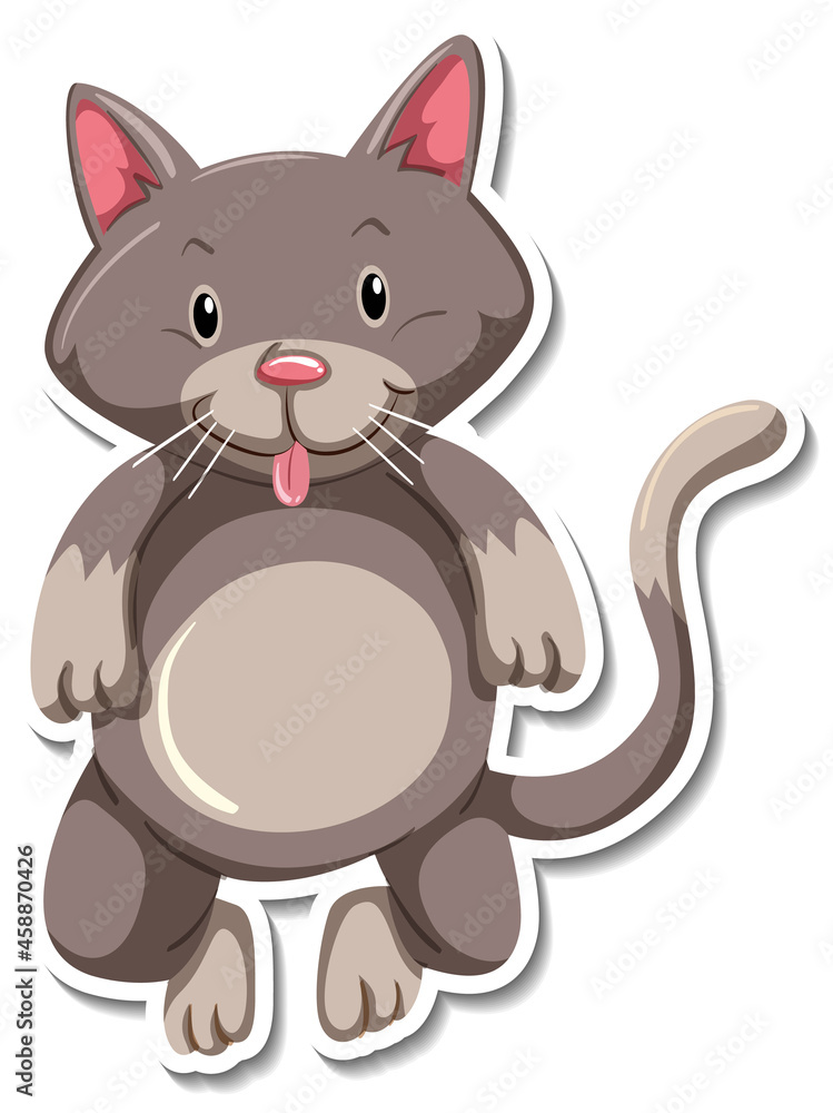 A sticker template of cat cartoon character A sticker template of cat cartoon character
