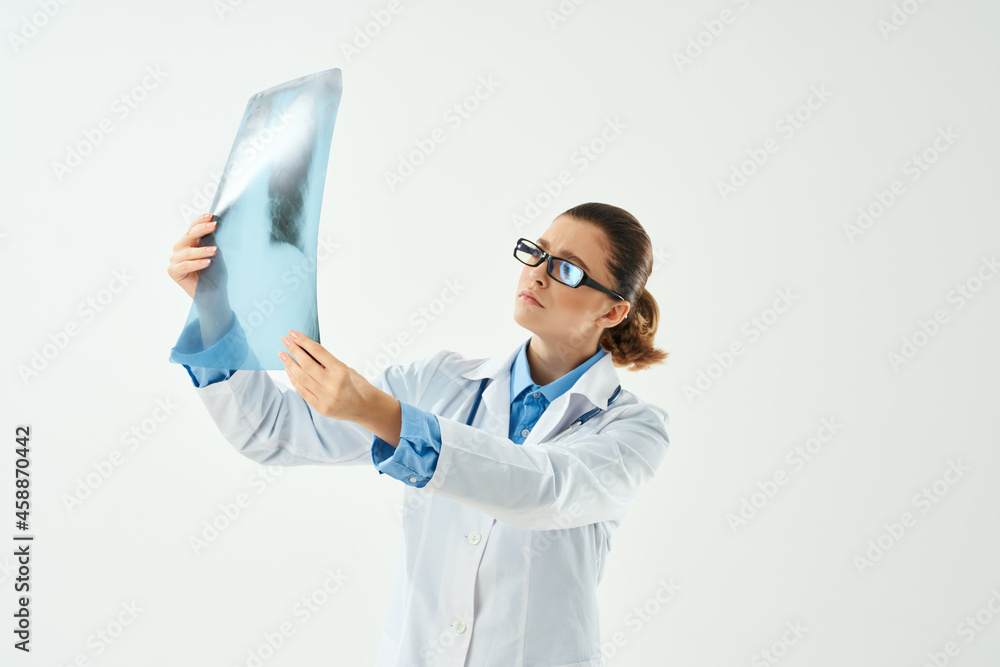doctor in white coat examination Professional light background doctor in white coat examination Professional light background
