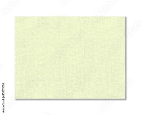 Vintage canvas texture in light yellow, color on white background. Organic soft yellow green texture concept for simplicity scrap backdrop, simple on white background. © KSENIYA
