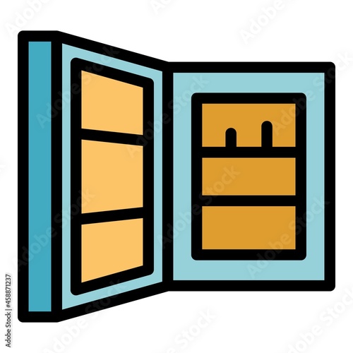 Open refrigerator door icon. outline Open refrigerator door vector icon color flat isolated