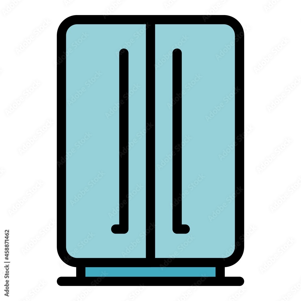 Double door fridge icon. Outline double door fridge vector icon color flat isolated Double door fridge icon. Outline double door fridge vector icon color flat isolated
