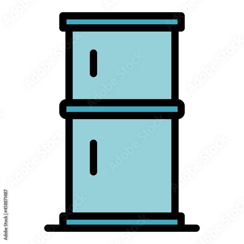 Two chamber refrigerator icon. Outline two chamber refrigerator vector icon color flat isolated
