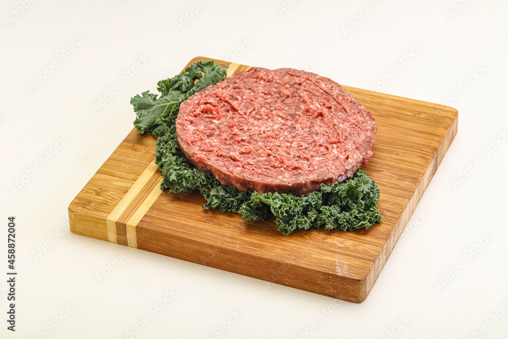 Raw beef burger cutlet for burger Raw beef burger cutlet for burger