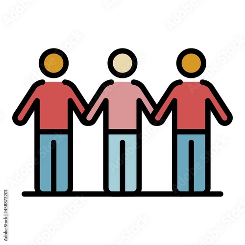 Protest people line icon. Outline protest people line vector icon color flat isolated