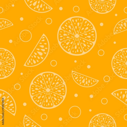 Vector seamless two-tone orange pattern with orange slices.