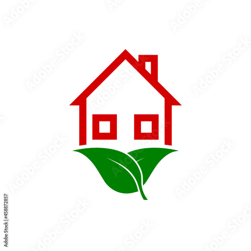 Green House or home icon, Eco home icon isolated on white background