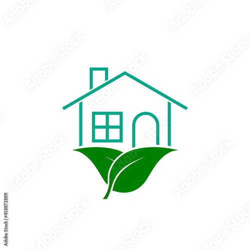 Green House or home icon, Eco home icon isolated on white background