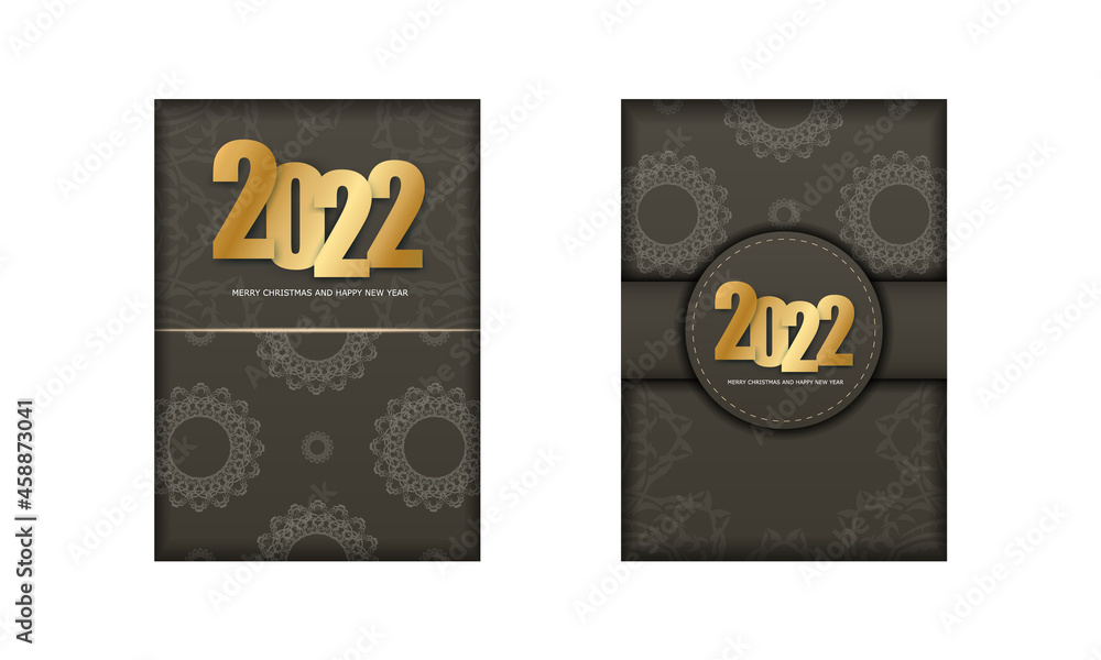 Holiday Flyer 2022 Merry Christmas Brown Color with Winter Light Pattern