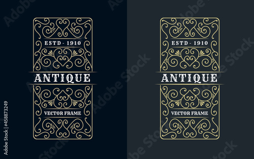 Vintage ornamental vector with floral ornament Suitable for whiskey, liquor, beer, brewery, wine, barber shop, coffee shop, tattoo studio, salon, boutique, hotel, shop signage engraving illustration