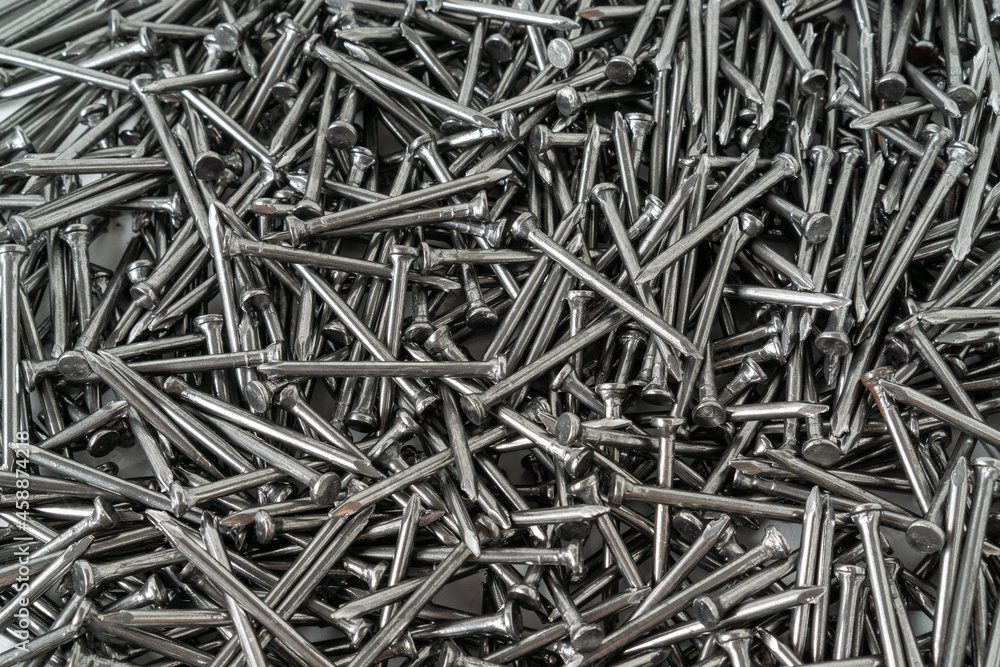 The bundle of steel nails.