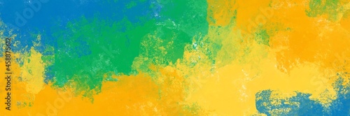 Abstract painting art with yellow, green and blue splash paint brush for presentation, website background, banner, wall decoration, or t-shirt design.