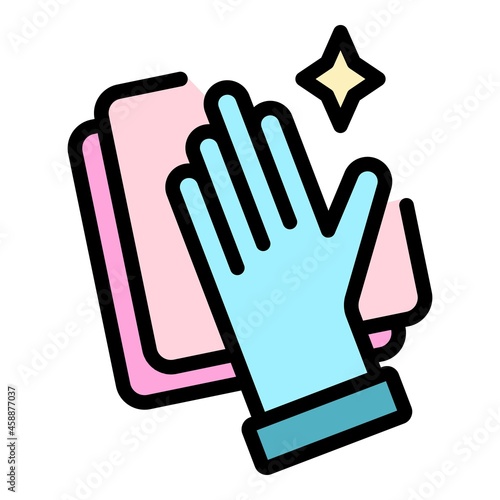 Cleaning rag icon. Outline cleaning rag vector icon color flat isolated