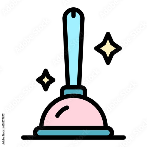 Toilet sucker icon. Outline toilet sucker vector icon color flat isolated