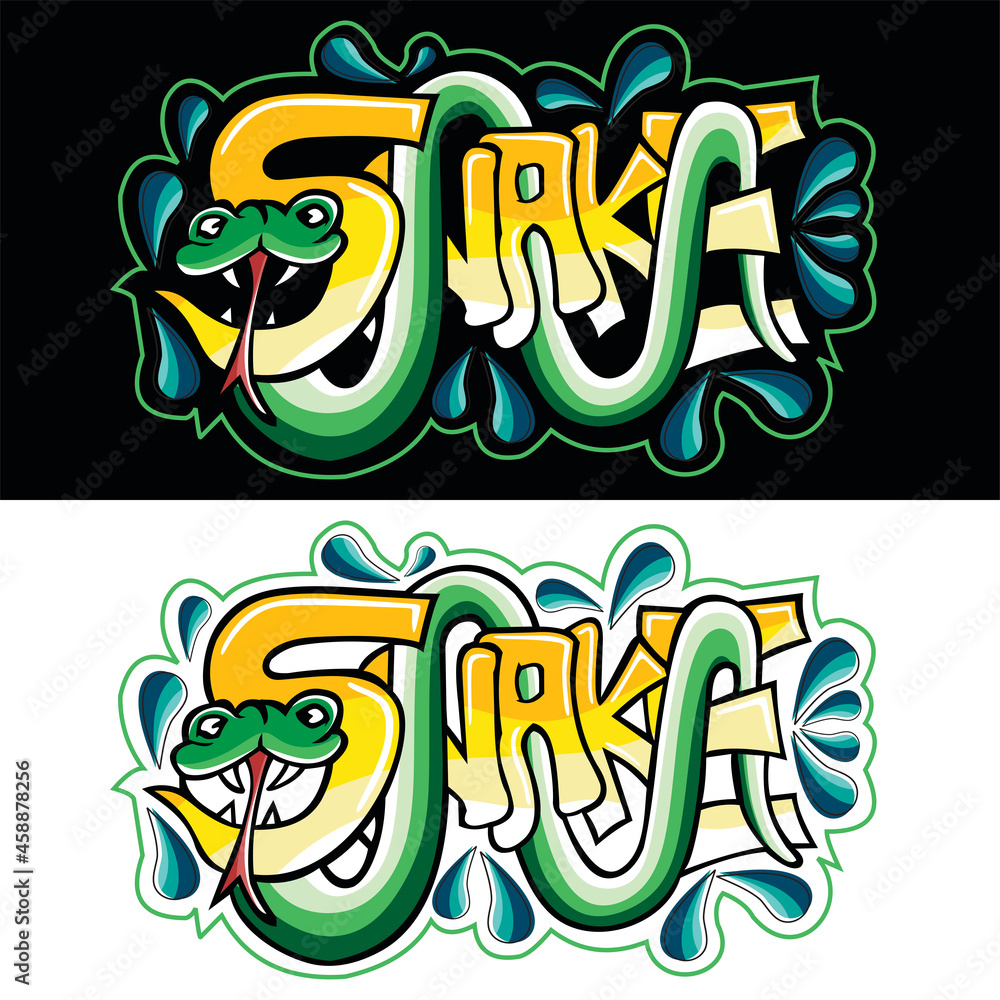 Snake mural graffiti art water drop color full logo design vector Snake mural graffiti art water drop color full logo design vector