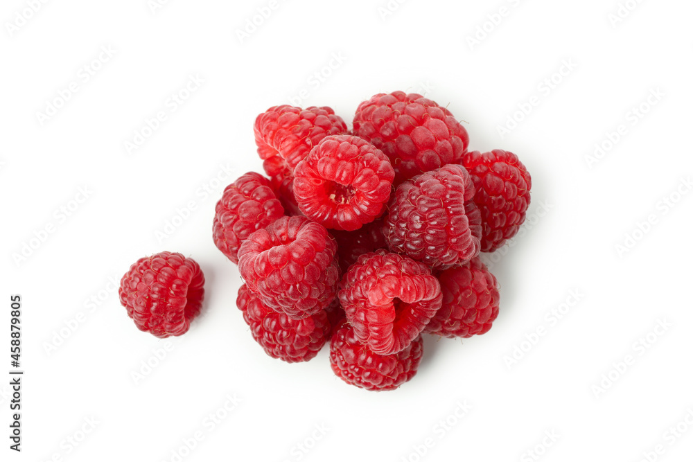 Red juicy raspberry, isolated on white background Red juicy raspberry, isolated on white background