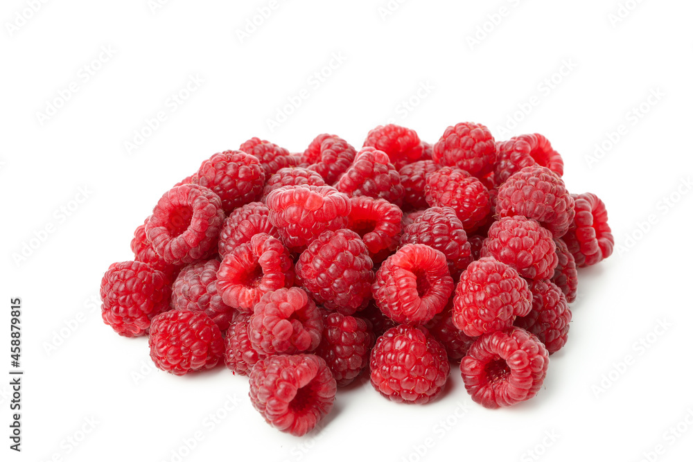 Red juicy raspberry, isolated on white background Red juicy raspberry, isolated on white background